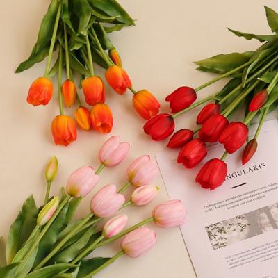 Real Touch Tulips Bouquet Silicone Artificial Flower Romantic Home Decor