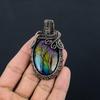 Multi Fire Labradorite Pendant Gemstone Jewelry, 999 Copper Wire Wrapped Pendant, Gift For Women Handmade Pendant