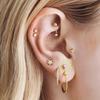 S925 Sterling Silver Geometric Moon Cartilage Earrings with Flat Head Threaded Studs
