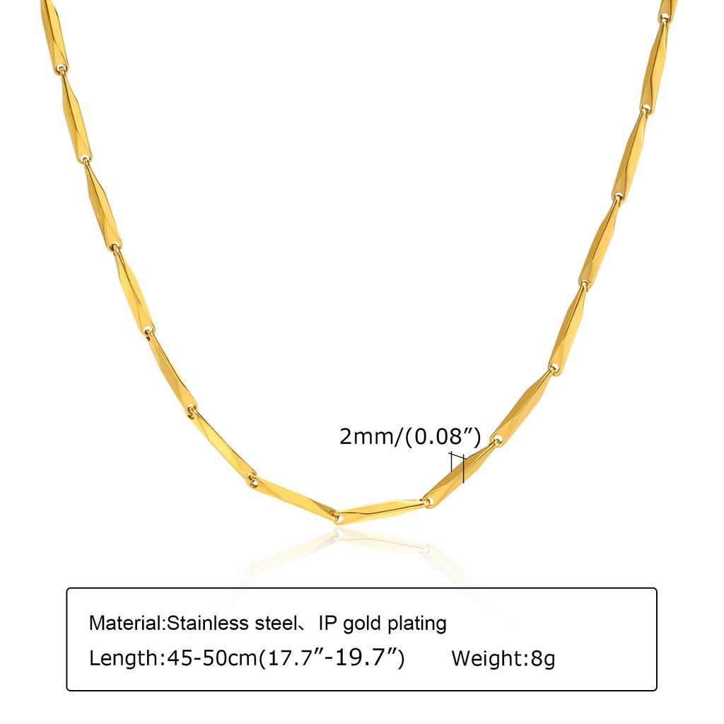 Classic Square Handmade Chain Necklace for Women,Stainless Steel Round Snake Chain Choker Necklace,Water Wave Bead Chain Jewelry