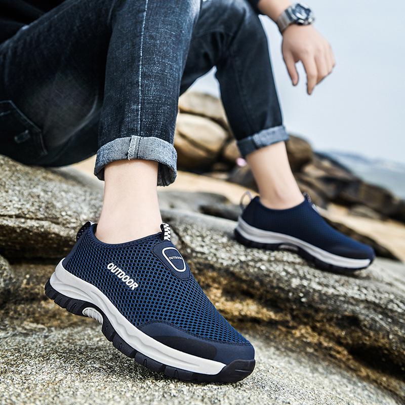 Large Size Men's Shoes Outdoor Fashion Casual Hiking Shoes for Men Mesh Hollow Breathable Sneakers Men Zapatos De Hombre