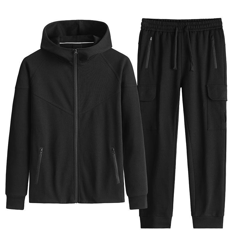 Zipper Open Cardigan Set Women s Spring Autumn Casual Hoodie+Pants Two-Piece Set Women Outfit Tracksuit XS чёрный