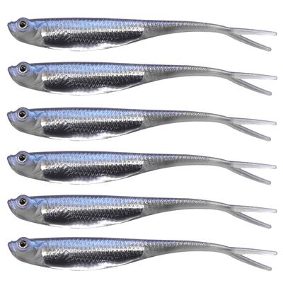 6 Piezas Señuelos Blandos Jerk 7.5cm 10cm Señuelo de Pesca de Silicona Gusano Blando Goma Swimbait Señuelos Artificiales Para Pesca de Lucio Perca Carpa