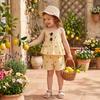 Sleeveless Camisole Shorts Set Spaghetti Straps Gingham Outfit Girls Two Piece Set  Outdoor Play