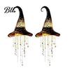 Decorazione Cappello da Strega Illuminato 2 Pezzi Campanella Appesa in Rete Nera Luminosa, Lampada Scintillante Decorazioni per Eventi Festivi con Stelle a Cascata per Finestra