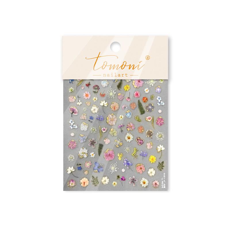 Tomoni Ancient Style Embossed Nail Stickers with Fairy Spirit Dried Flowers - Bestseller In Japanese Stationery Nail Art Decorations.