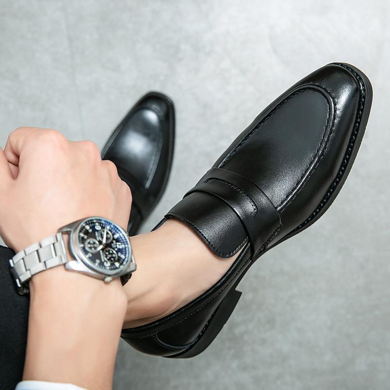 

Factory 2025 весна-лето мужские деловые повседневные кожаные туфли британские дышащие остроносые модные туфли корейской версии парикмахерские мужские 39 чёрный