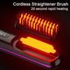 Cordless Hair Straightener Brush 3 Temperature LCD Display Hair Straightening Comb USB Rechargeable Fast Heating Electric Hot Brush