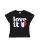 CARGOBROS POUR FEMME T-shirt Manches Courtes Drapeau de Paris Cœur Vintage (Noir)