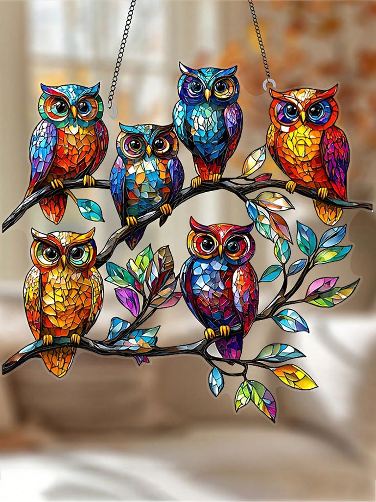 1pcs colorful owl pendant, suitable for home, living room, and bedroom decoration. It is a perfect gift for animal lovers,