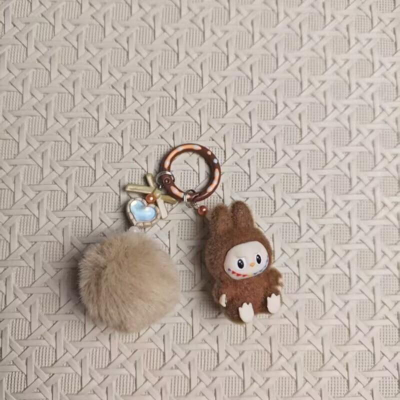 Flocking Mini Keychain Vinyl LABU Cute Grain Baby-free Bag Mobile Phone Pendant Cute Keychain