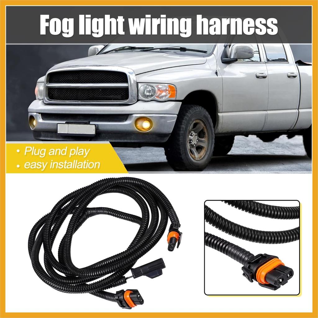 Fog Light Wiring Harness Kit 56045501AC for Dodge for Ram 1500 2500 3500 4500 5500 Truck 2002-2008 Left Right Side Replacement