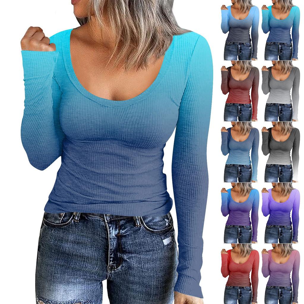 Dámské podzimní a zimní tričko se štíhlým dnem Móda Neformální Jednobarevné Pulovr s dlouhým rukávem do U