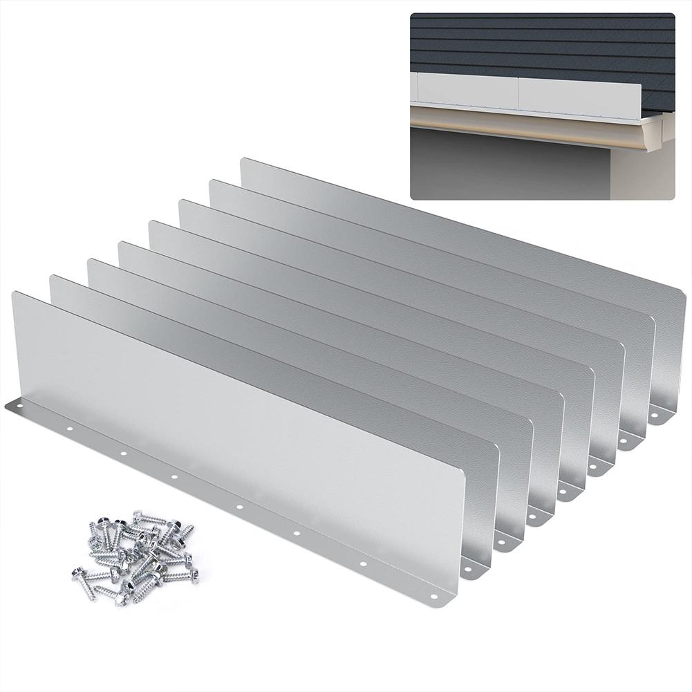 4pcs Aluminum Gutter Valley Splash Guard Rainwater Valley Gutter Splash Guard Anti-Rust  for Straight Flat Roof