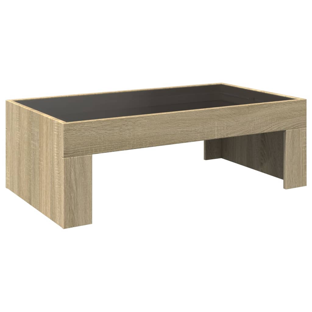 Nowoczesny Stolik Kawowy Z Led Infinity, Dąb Sonoma, 90X50X30 Cm