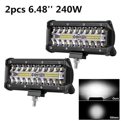 2Pcs 6'' 240W 12,000Lm Off Road Driving Lights Led Work Light Bar Spot Flood Fog Lights Waterproof Led Cubes For Truck Jeep Boat Pick Up Utv Atv Marin