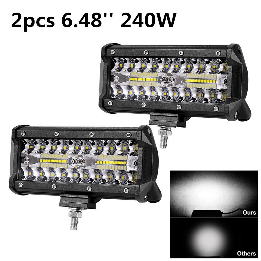 

2 Pcs 6 240W Car Truck Boat Marine LED Working Lights Spot Flood Fog Lamps DRL