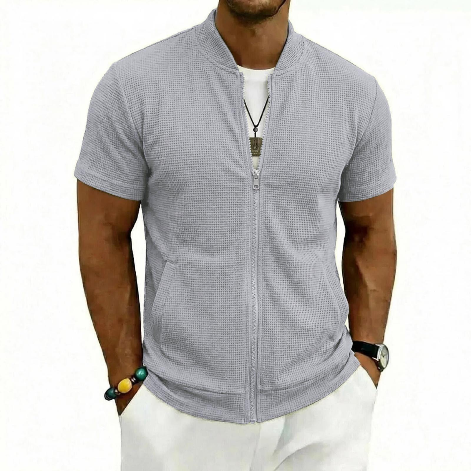 Master key Heren Slim, Lichtgewicht En Ademend Sportshirt Met Rits - Heren American- Casual Top Met Korte Mouwen XXXL