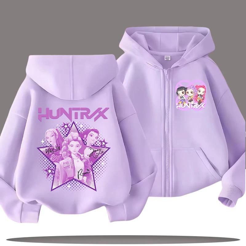 Funny Zip Up Sweatshirts Kpop Demon Hunters Hoodie Children Clothes Kid Girl Boy Sweatshirt Zipper Hoody Baby Casual Top