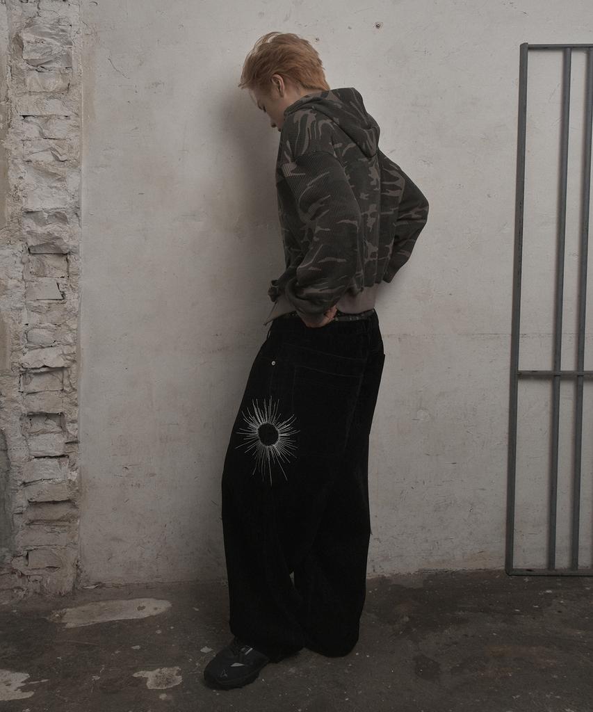 UNUSEDLAB Camo Embroidered Zip-Up Hoodie [Khaki]