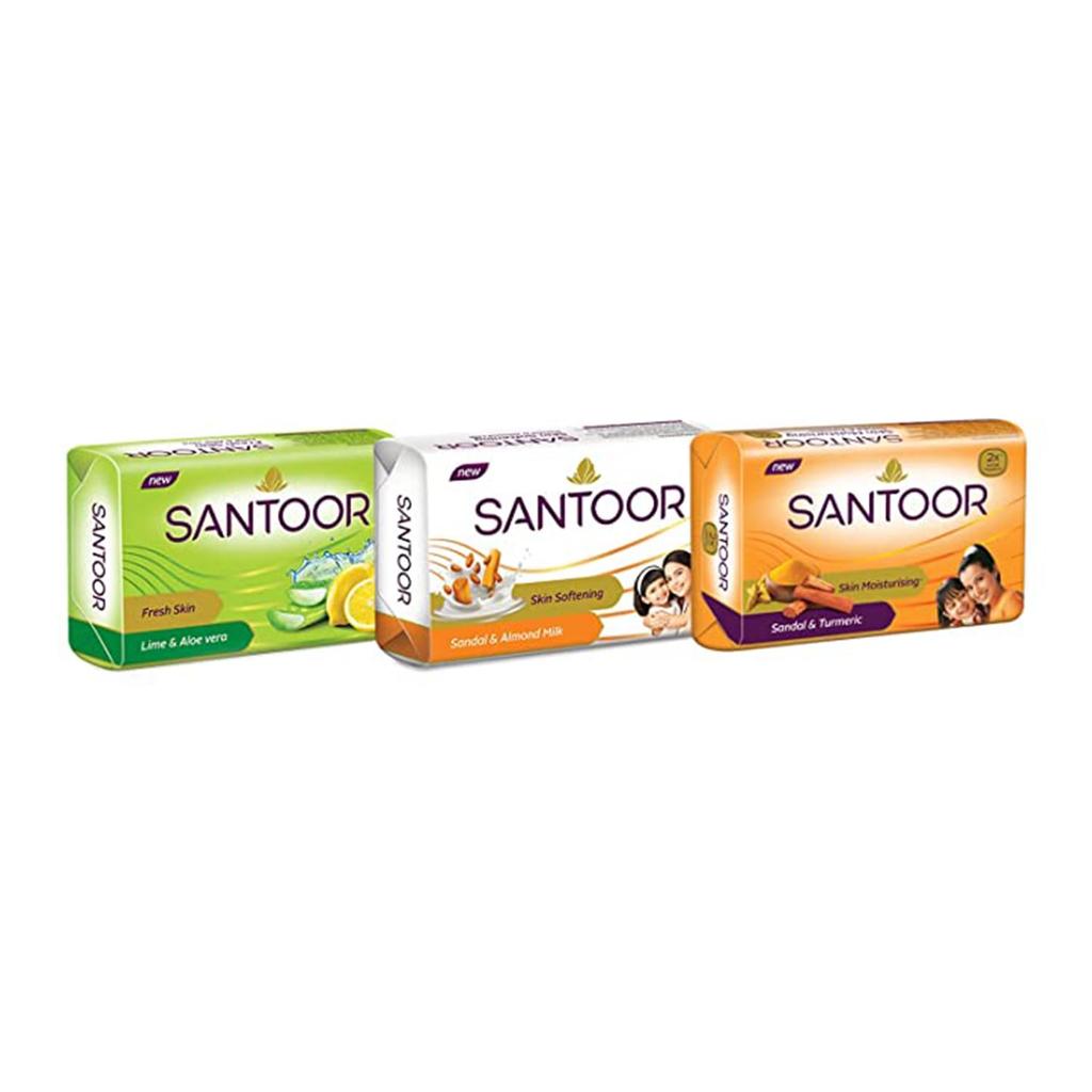 Sabonete de Banho Santoor com Sandália e Cúrcuma Hidratante com Propriedades Nutritivas e Anti-Idade| Para Pele Macia, Suave e com Aparência Mais Jovem| Para Todos