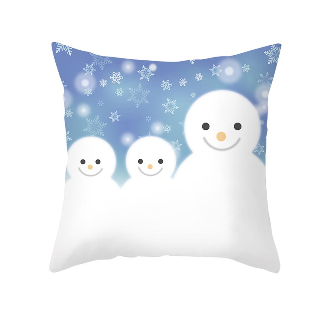 Merry Christmas Cushion Cover Home Pillowcase Santa Claus Christmas Tree Snowman Polyester Pillowcase
