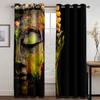 Stone Indian Buddha Statue Zen Lotus Cheap 2 Pieces Thin Window Curtains for Living Room Bedroom Decor Two Drape