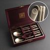 Soul Gold Korean Sujeo Cutlery Set | 2-Person Spoon & Chopsticks, Gold Titanium Coated, Silk Gift Case