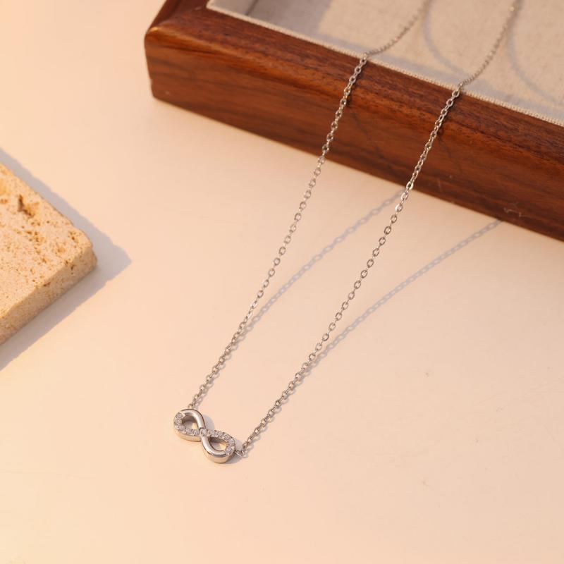 Diamantbesetzter 8-Zeichen Digitaler Halskettenanhänger Kreativ und Personalisiert Fortgeschrittenes Mode Design Edelstahl Schmuck