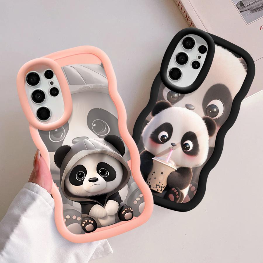 Cute Panda Case for Samsung Galaxy S25 S22 Ultra A26 S23 Plus S21 S20 FE S24 A25 Soft Phone Cover A55 A35 A54 A24 A36 A34