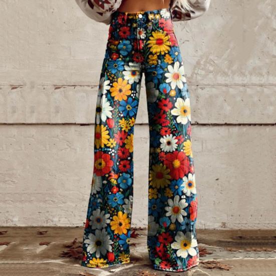 Damen Weite Freizeithose mit Taschen Lockere Passform Knopfleiste Reißverschluss Atmungsaktives Gewebe Waschbar Lichtecht Gerade Hose Streetwear