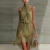 Autumn New V-neck Waist Ruffled Elegant Dress, Independent Cross-border Women's Wear