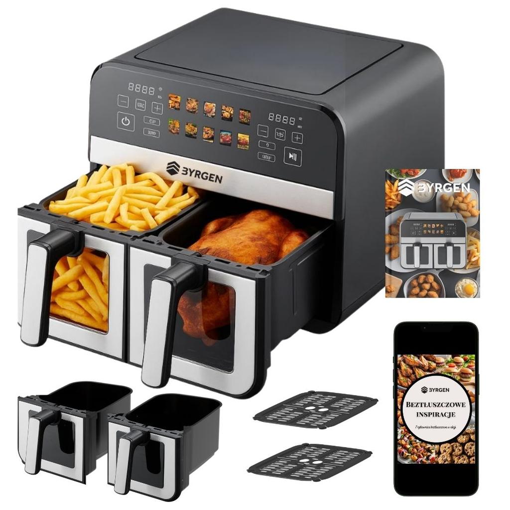 Air Fryer two chambers 9L dual 2400W air fryer dryer