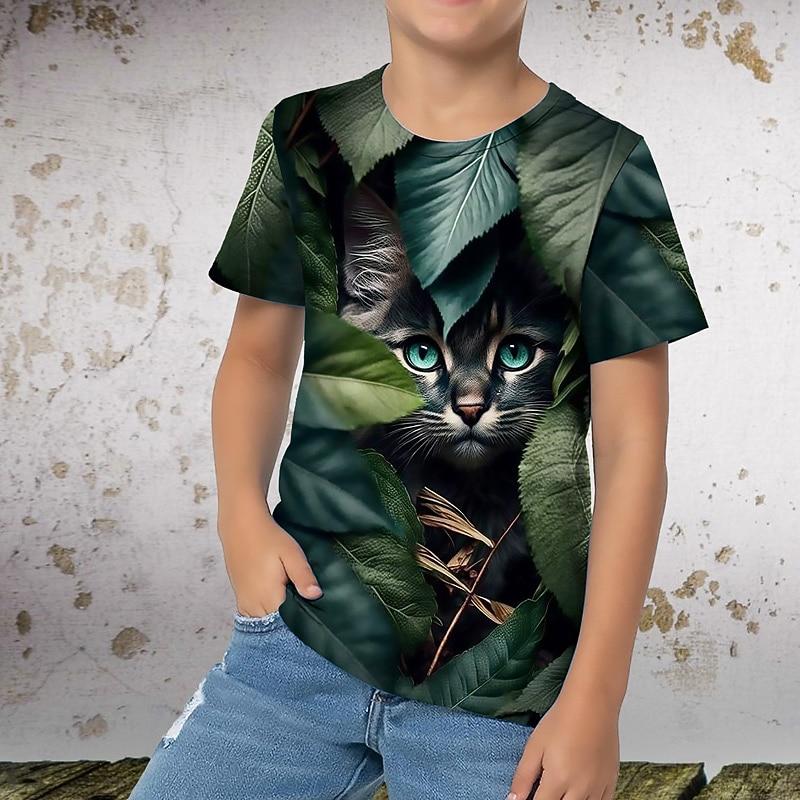 3D Print Summer Spring Sports Fashion Streetwear Kids  Crew Neck Casual Daily Outdoor Regular Top