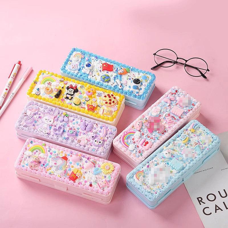 

Double-Layer Pencil Box: Children s DIY Handmade Cream Glue Case for Primary Students - Birthday Gift