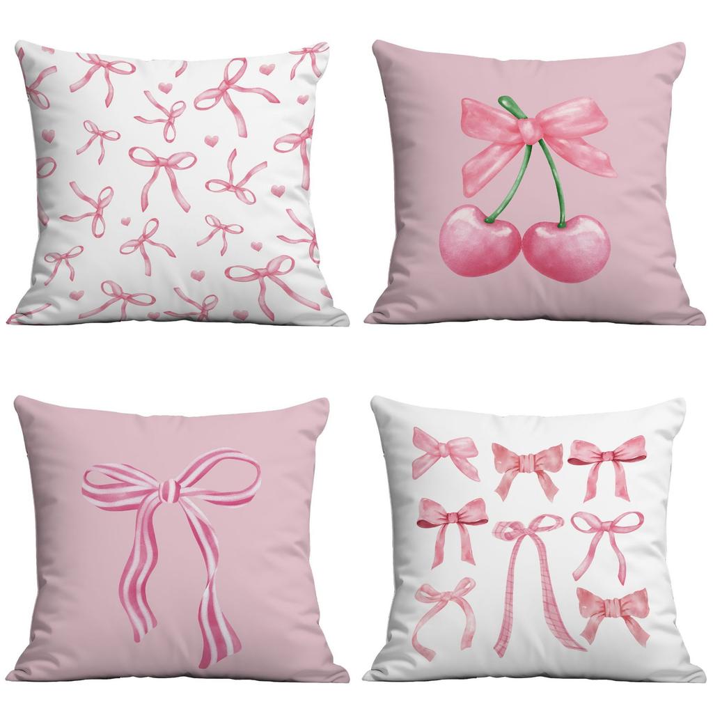 New Pink Creative Bow Small Fresh and Cute Home Living Room Bedroom Cushion Pillow Case Decoration
