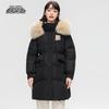 XueZhongFei Women's Hooded Mid-Length Down Jacket with Fox Fur Collar