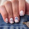 24Pcs Short Square Press On Nails White Rhinestone Flower French Tip Full Cover Reusable Fake Nail Tips