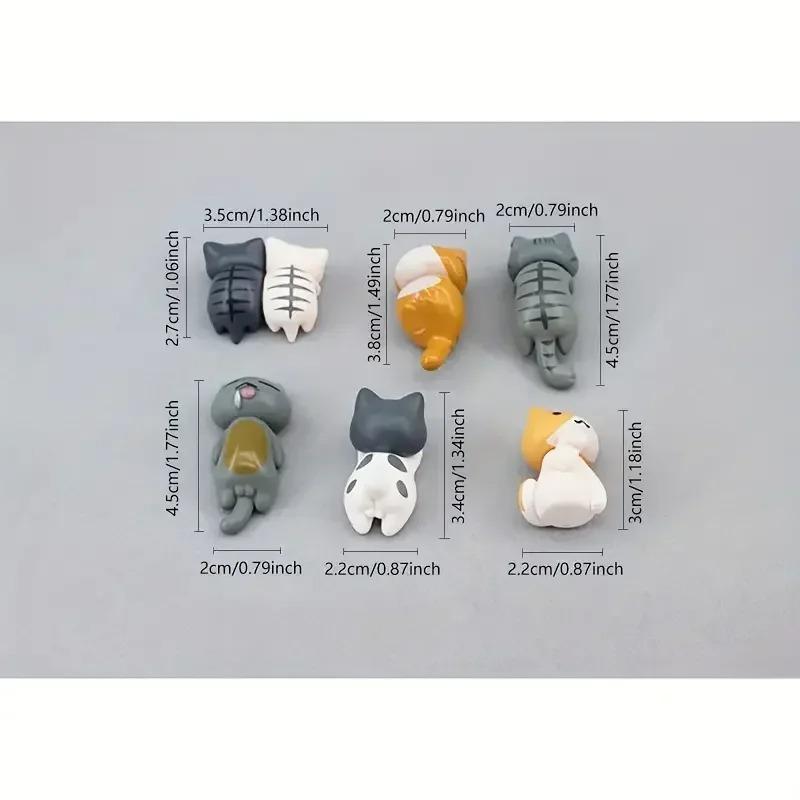 

6 шт. милые мини-украшения в виде мультяшных кошек, украшение для края экрана автомобиля, модель микропейзажа кошки, милые аксессуары для автомобиля, подарки