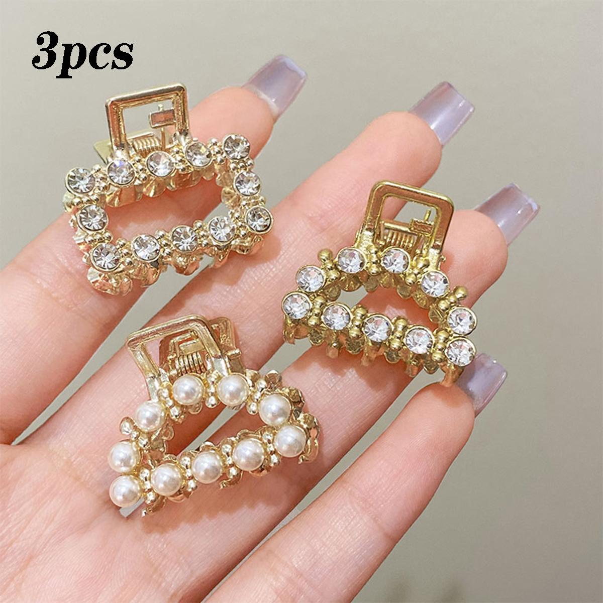 

4 шт. элегантные шпильки со стразами для женщин, модные геометрические заколки-краб для волос, головные уборы, заколки для волос в виде конского хвоста, аксессуары для волос в виде краба