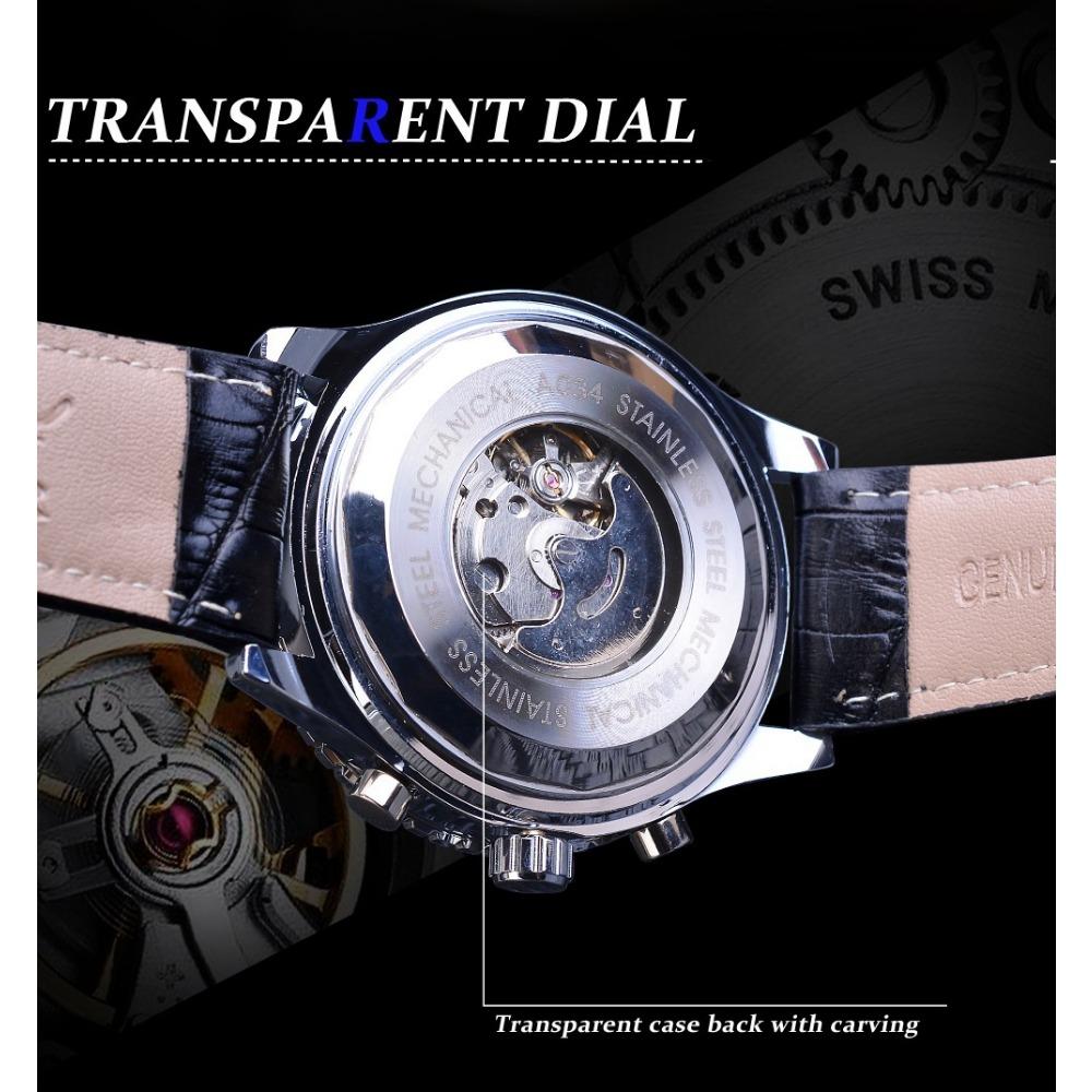 JARAGAR Herrenmode, lässig, ausgehöhlt, großes Zifferblatt, automatische mechanische Uhr GMT1140-1-A