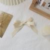 Beige Satin Ribbon Hair Set: French Bow, Japanese Sweet Style Hair Rope, Double Ponytail Clip, Bangs Accessory