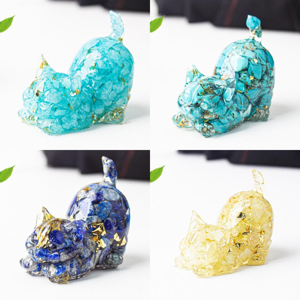 Crystal Resin Cat Figurine With Bright Colors For Home Office Decor And Gift Ideas