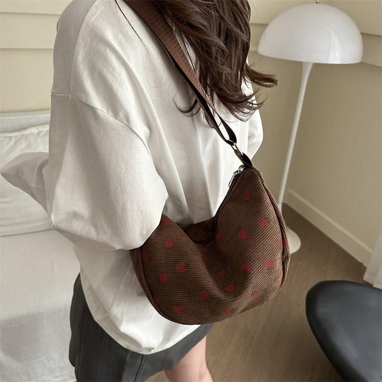 Chic 2024 New Women's Strawberry Print Sling Bag In White Black Pink Brown Colors