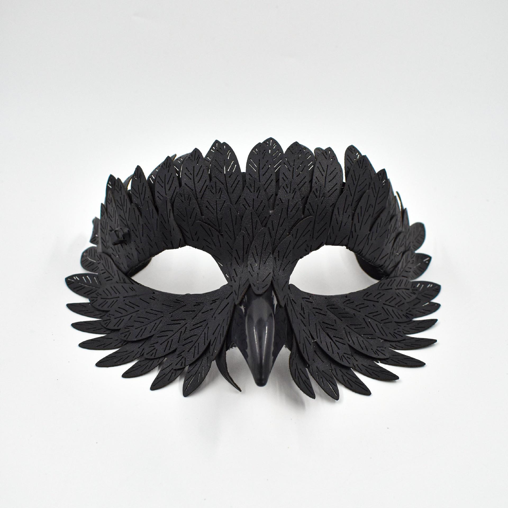 

Halloween Exquisite Bird Beak Mask Masquerade Carnival Black Half Face Owl Feather Mask чорний