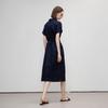 Demana Linen Blend Short Sleeve Lapel Tie-Waist Dress