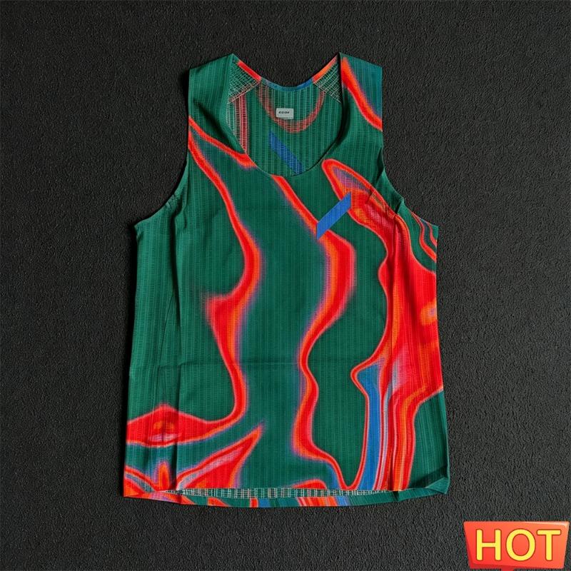 Men's Gradient Quick Dry Running Vest Lightweight Marathon Sleeveless T-Shirt Summer Fitness Shirt Tank Top