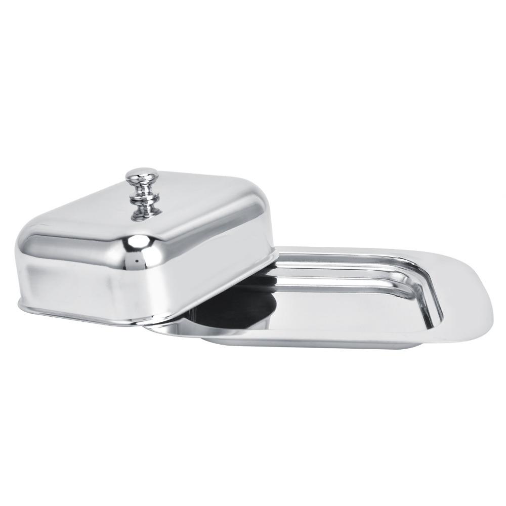 With Cover Handle Cheese Box Container Stainless Steel Metal Cheese Tray Daily Dessert Serving