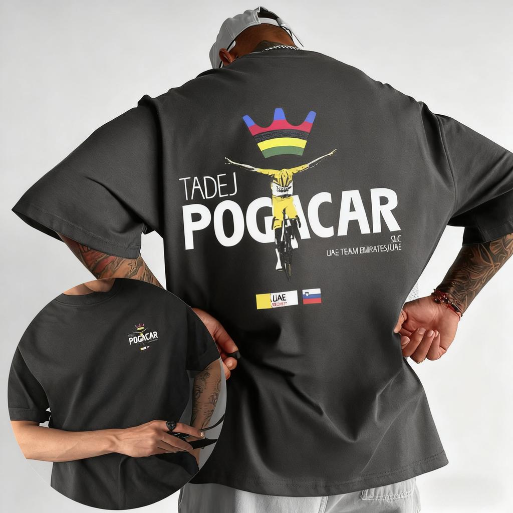 2025 Pánské Tadej Pogacar Jízdní Pogi Tým Bavlněné Tričko Krátký Rukáv Prodyšné Tričko v Létě Tour De France