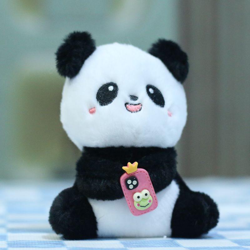 Adorable Plush Panda Keychain Accessory Cute Cartoon Panda Doll For Bags